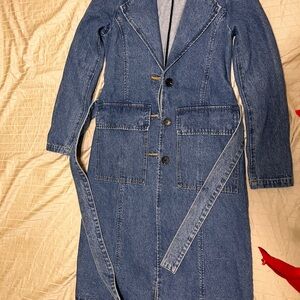 Avec Les Filles Blue Denim Long Coat